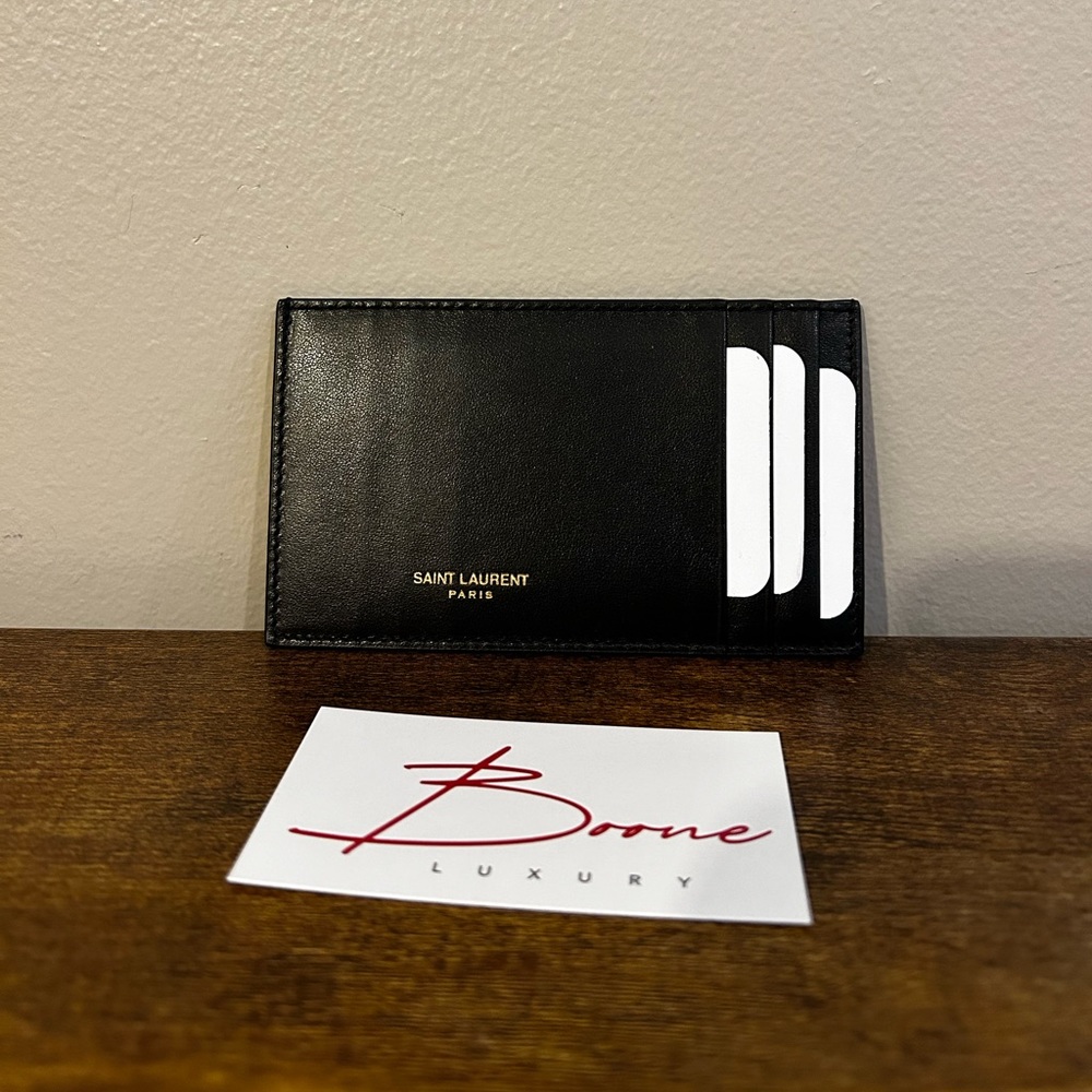 Saint Laurent Black Smooth Leather Card Case